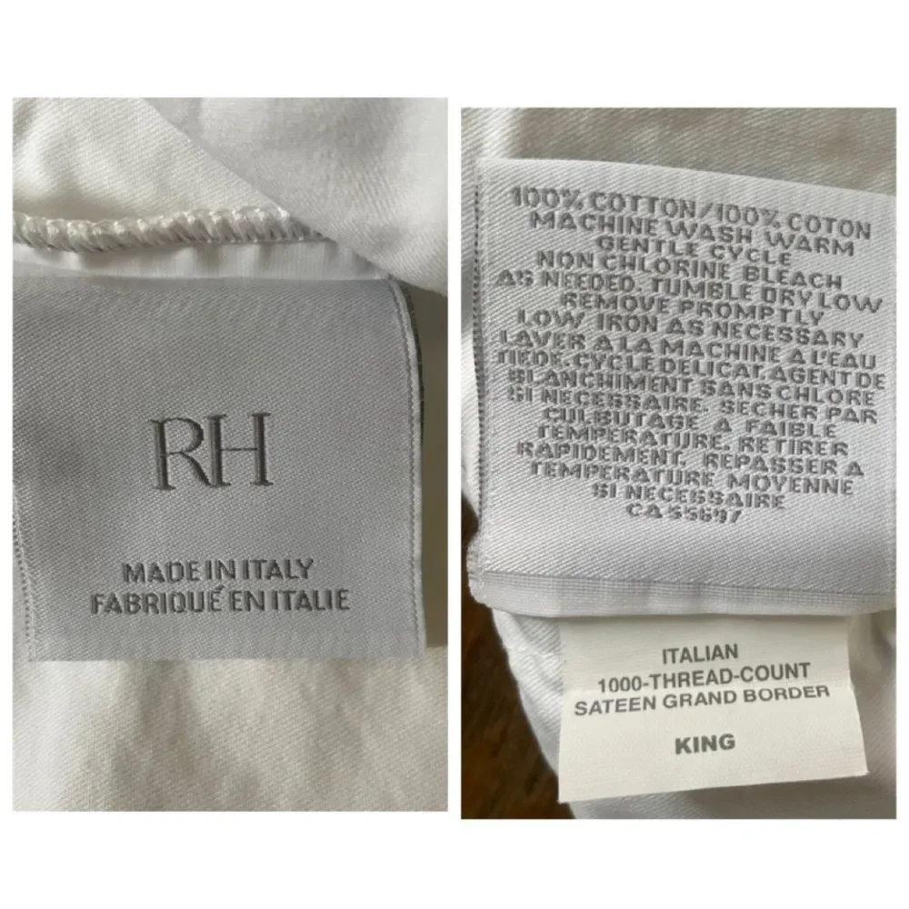 RH Restoration Hardware Italy 2 King Pillowcases 19x36" 100% Cotton - Picture 7 of 7